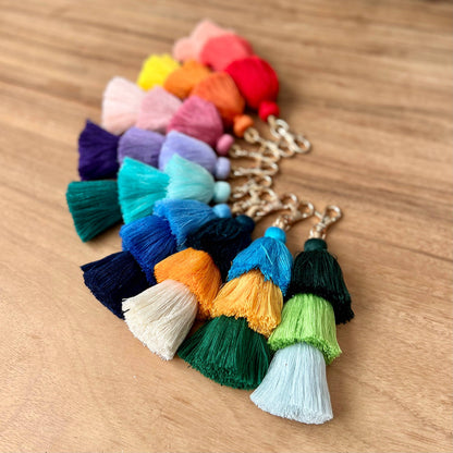 3 Tiered Large Ombre Tassel with Clasp: Purple
