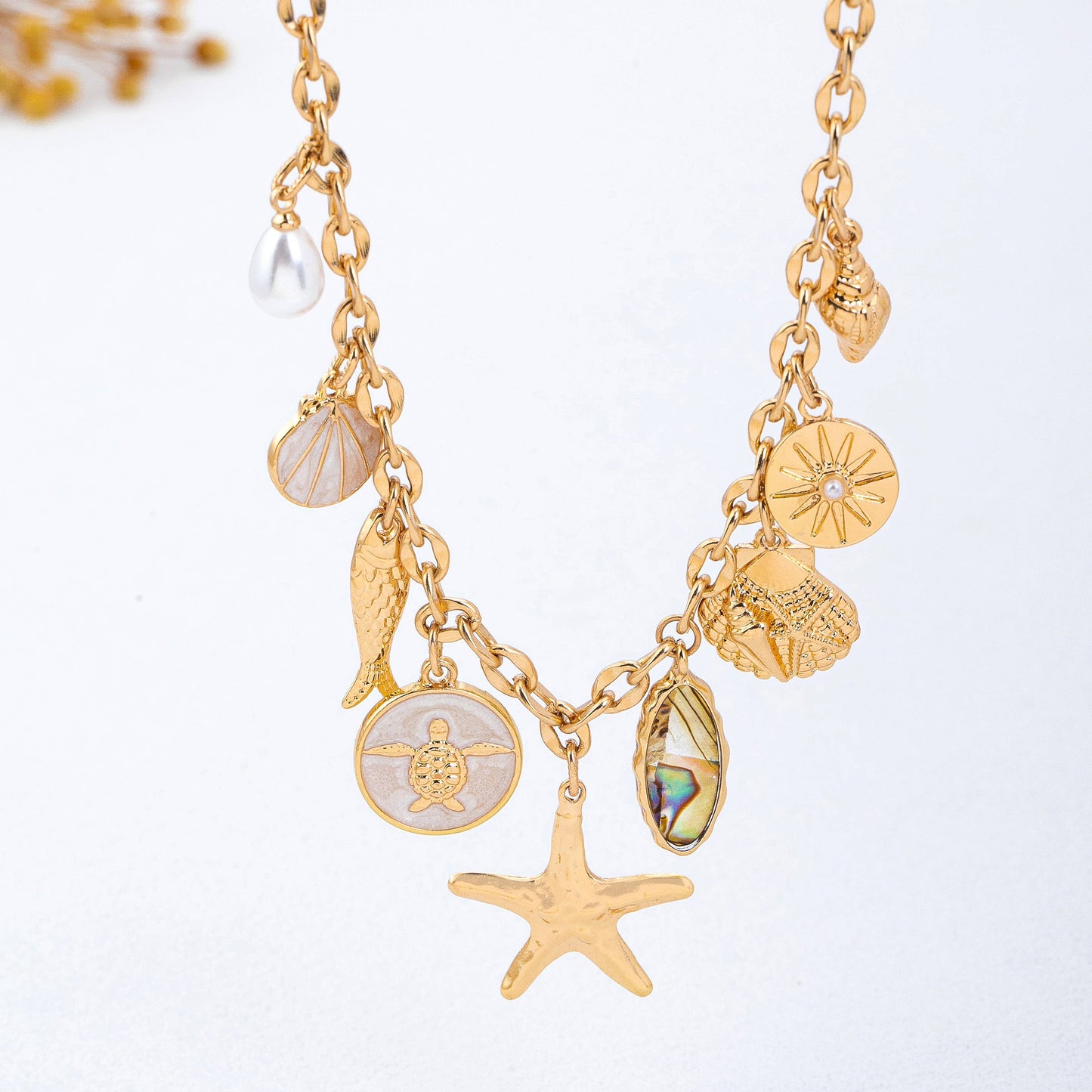 Charm Necklace-Sea Starfish Seashell Fish
