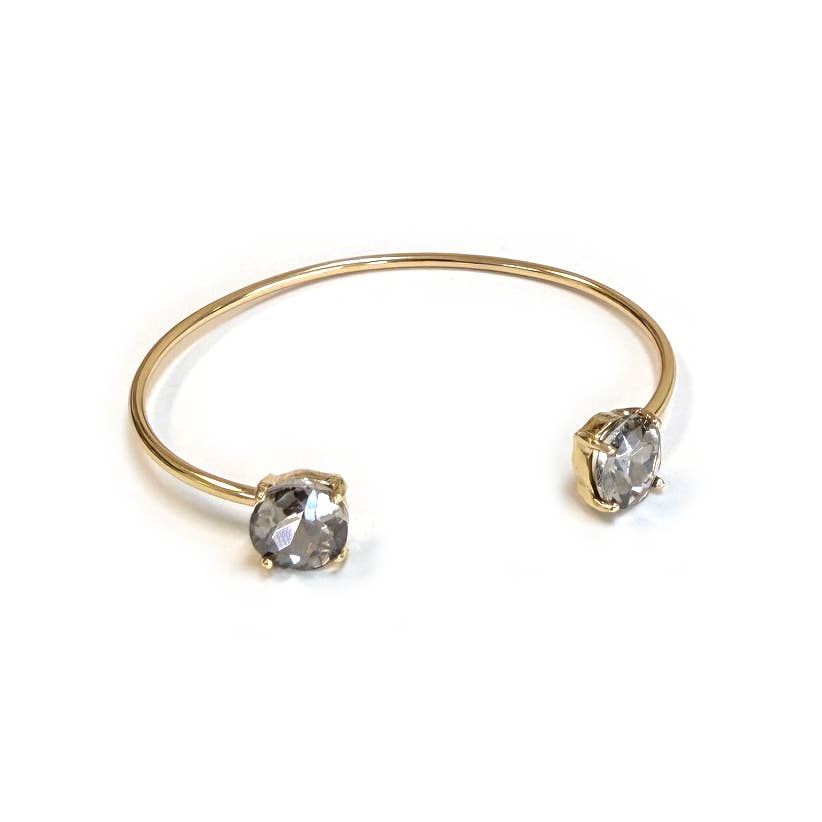 Cuff Wire Bangle for Women and Girls w/ Glass Stone Accent : RAINBOW