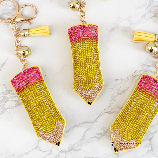 Rhinestone Pencil Keychain – Teacher, Back-to-School