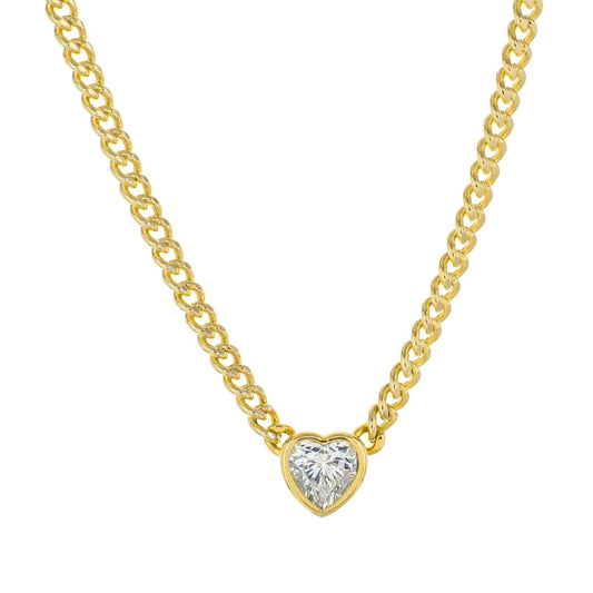 Gold plated brass w CZ  Heart