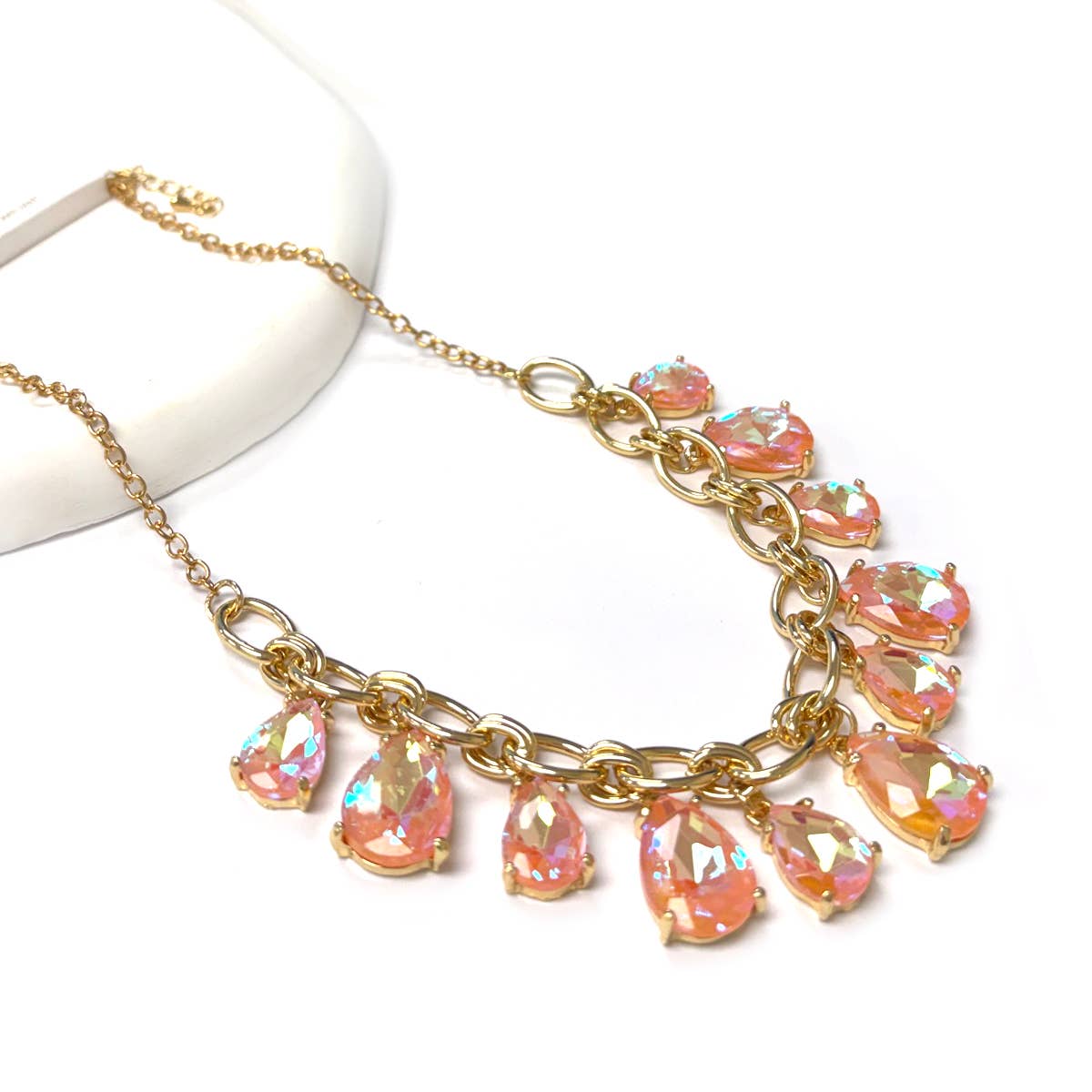 Sparkly Teardrop Crystal Glass Charms Paparazzi Necklace: Brown Multi