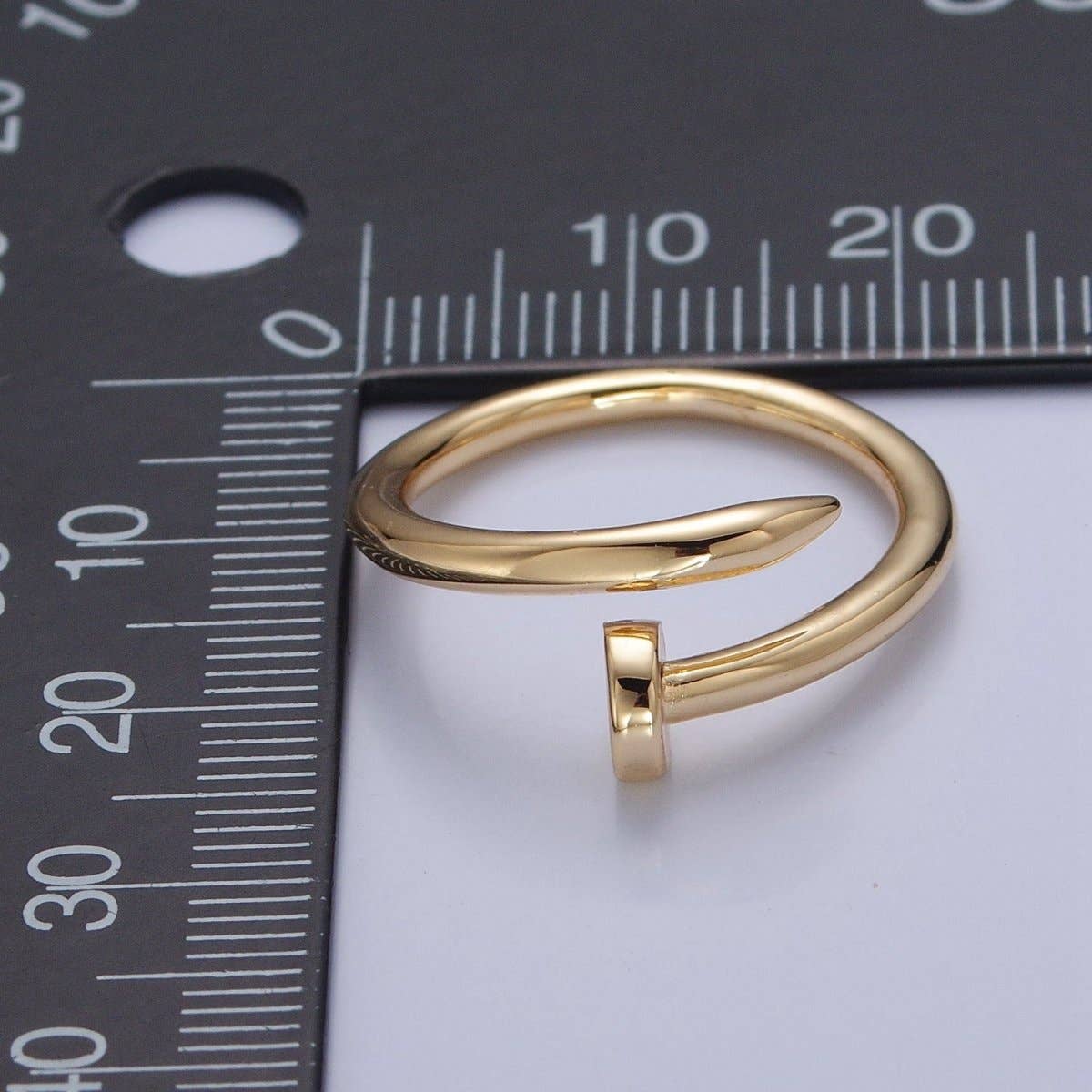 24K Gold Plated Adjustable Minimalist Nail Bent Ring | O2194