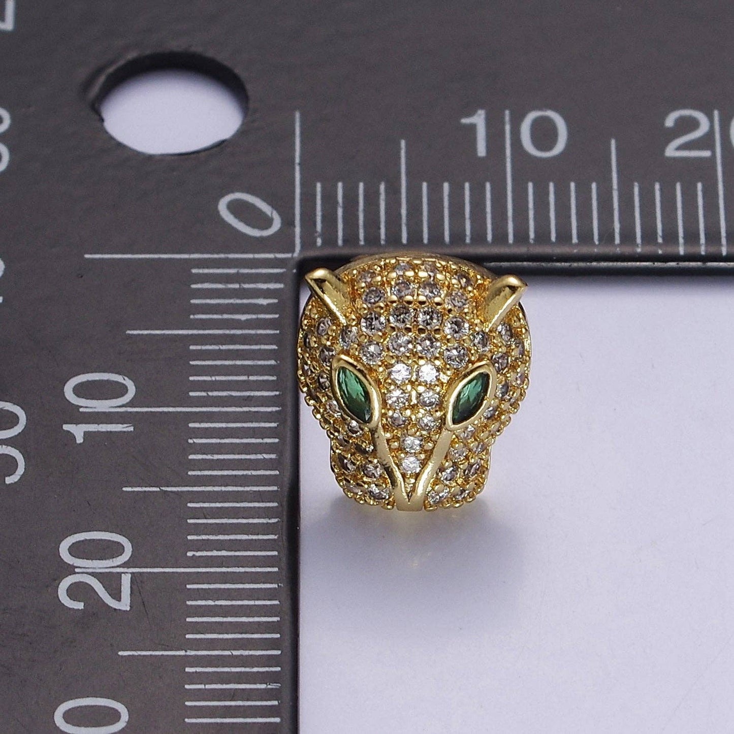 Gold Pave Crystal Leopard Head Ear Stud Earring T-415 T-416: Gold