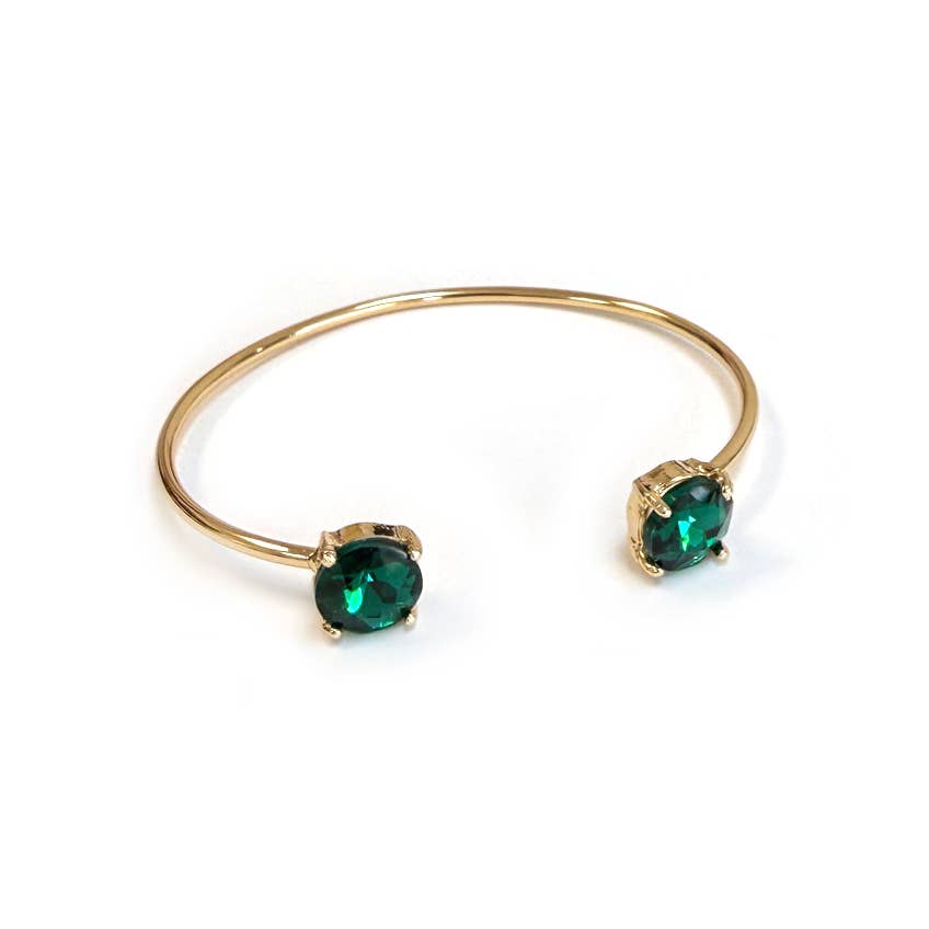 Cuff Wire Bangle for Women and Girls w/ Glass Stone Accent : RAINBOW