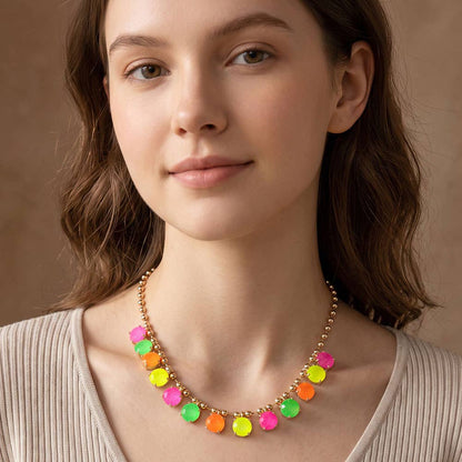 Gem Candy Necklace: Brown Multi Beaded