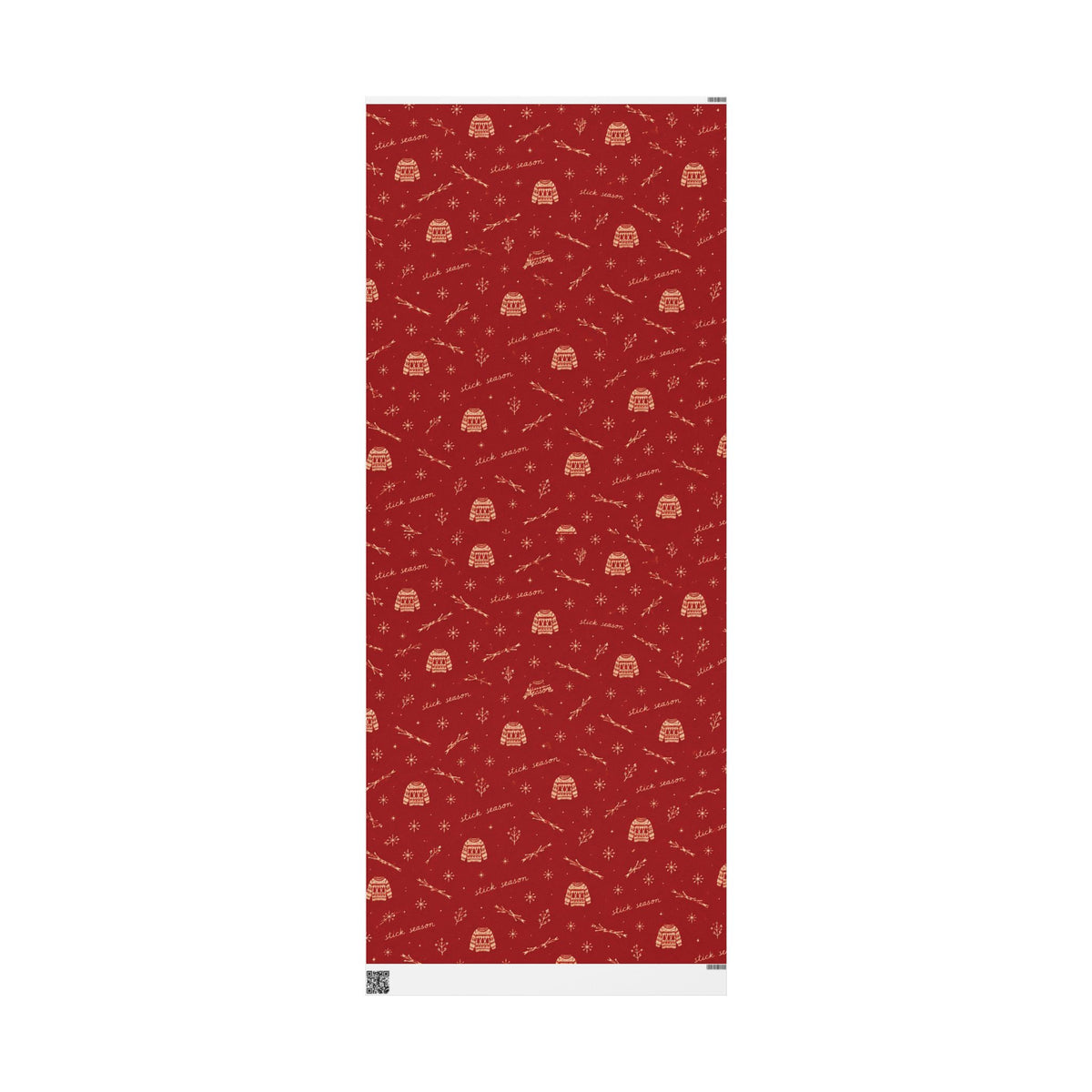 Stick Season Wrapping Paper | Red & Cream Cozy Winter Gift Wrap | Vintage Sweater Christmas Wrapping Paper