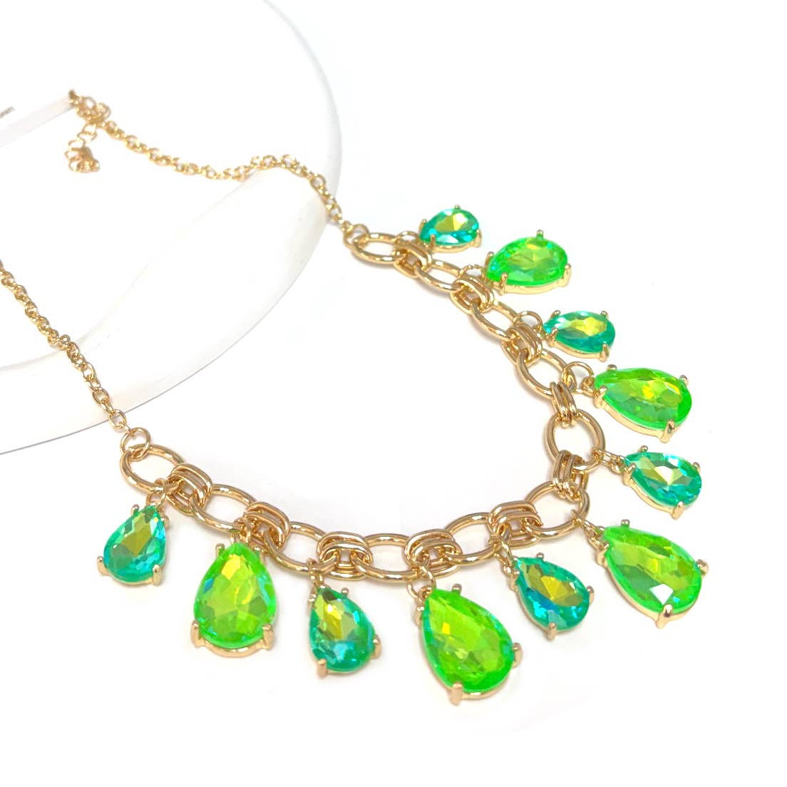 Sparkly Teardrop Crystal Glass Charms Paparazzi Necklace: Pastel Peri Blue
