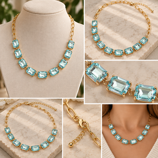 Gem Candy Necklace: AB,Aqua