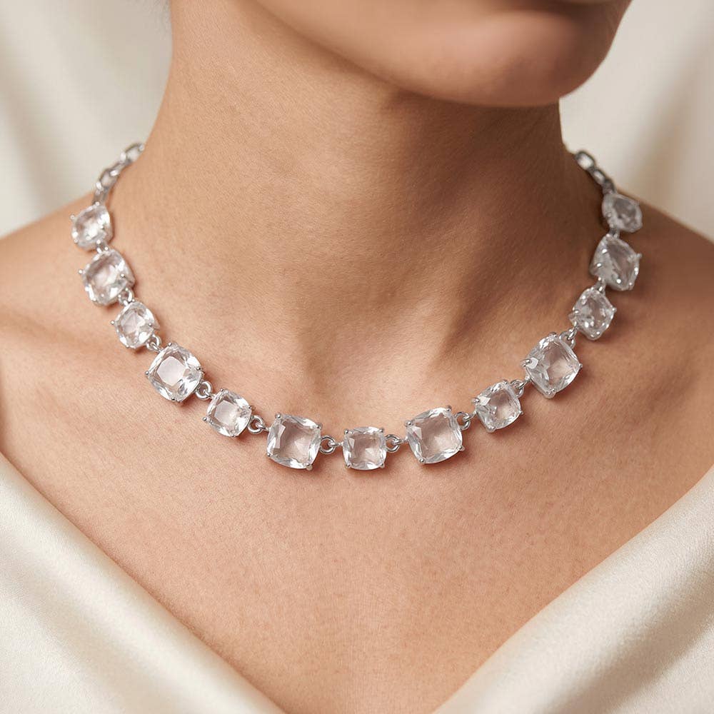 Gem Candy Necklace: Antique Silver Blue