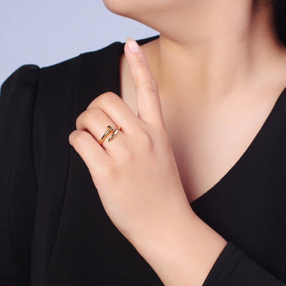 24K Gold Plated Adjustable Minimalist Nail Bent Ring | O2194