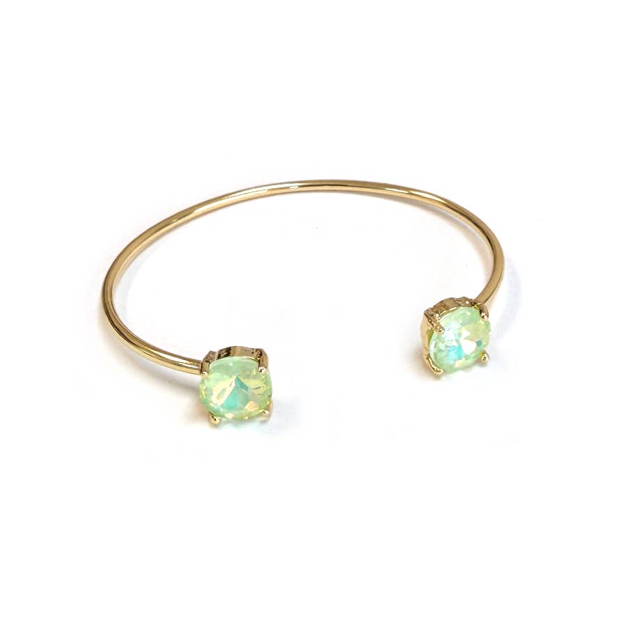 Cuff Wire Bangle for Women and Girls w/ Glass Stone Accent : RAINBOW
