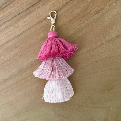 3 Tiered Large Ombre Tassel with Clasp: PINK