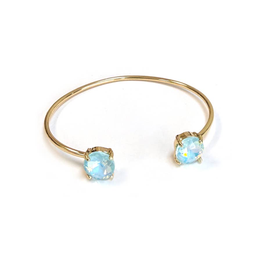 Cuff Wire Bangle for Women and Girls w/ Glass Stone Accent : RAINBOW
