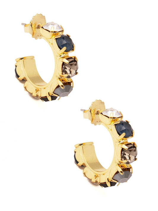 Chunky Colorful Crystal Hoops: BLK