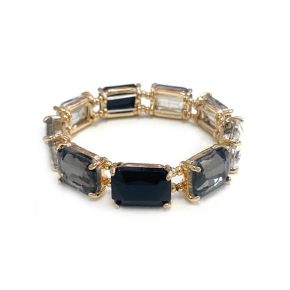 Rectangular Glass Crystal Linked Stretch Bracelet: LAVENDER-AB