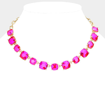 Gem Candy Necklace: AB,Fuchsia
