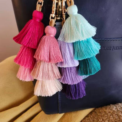 3 Tiered Large Ombre Tassel with Clasp: Purple