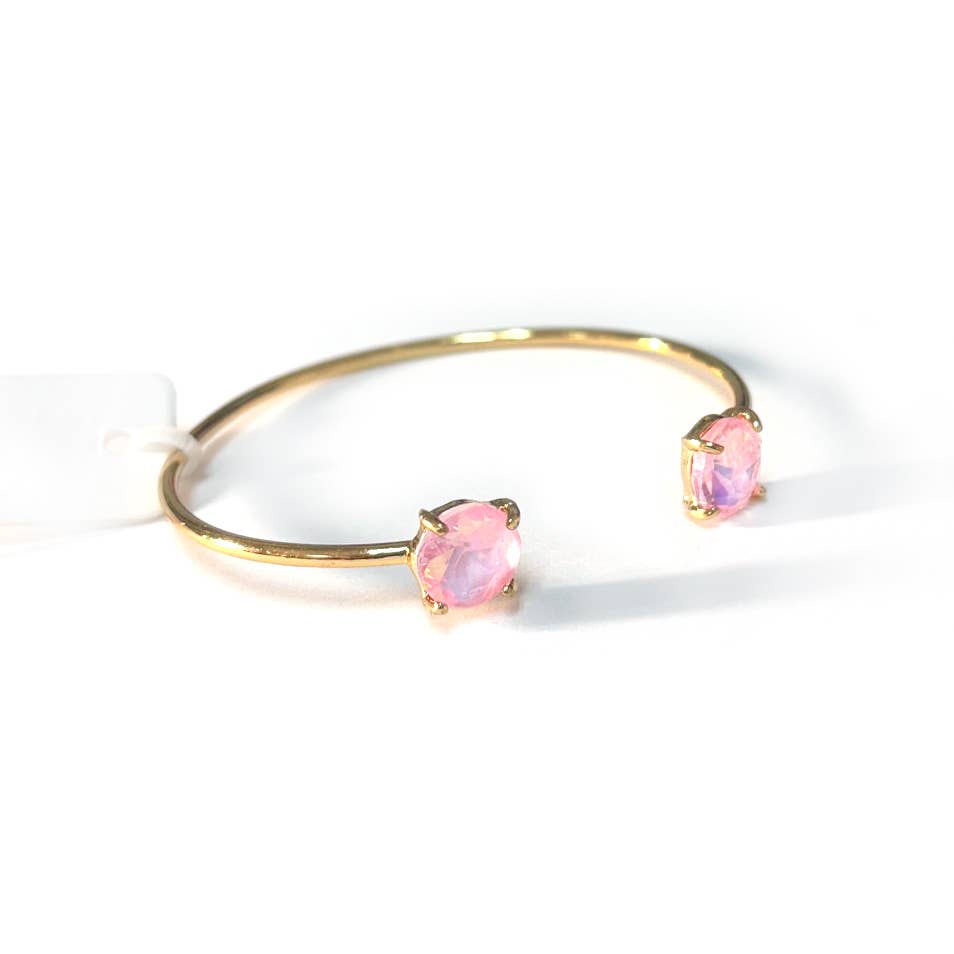 Cuff Wire Bangle for Women and Girls w/ Glass Stone Accent : RAINBOW