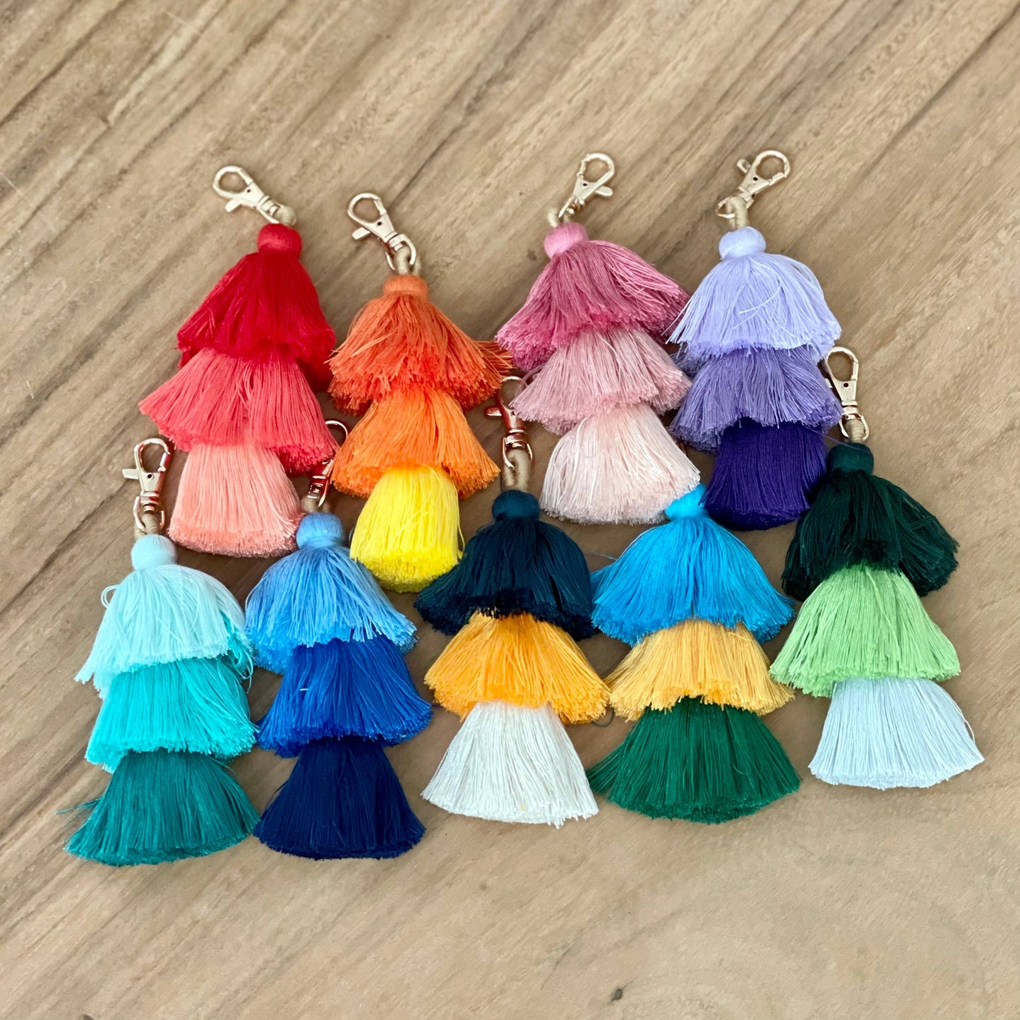 3 Tiered Large Ombre Tassel with Clasp: Purple