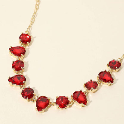 Gem Candy Necklace: Gold Red