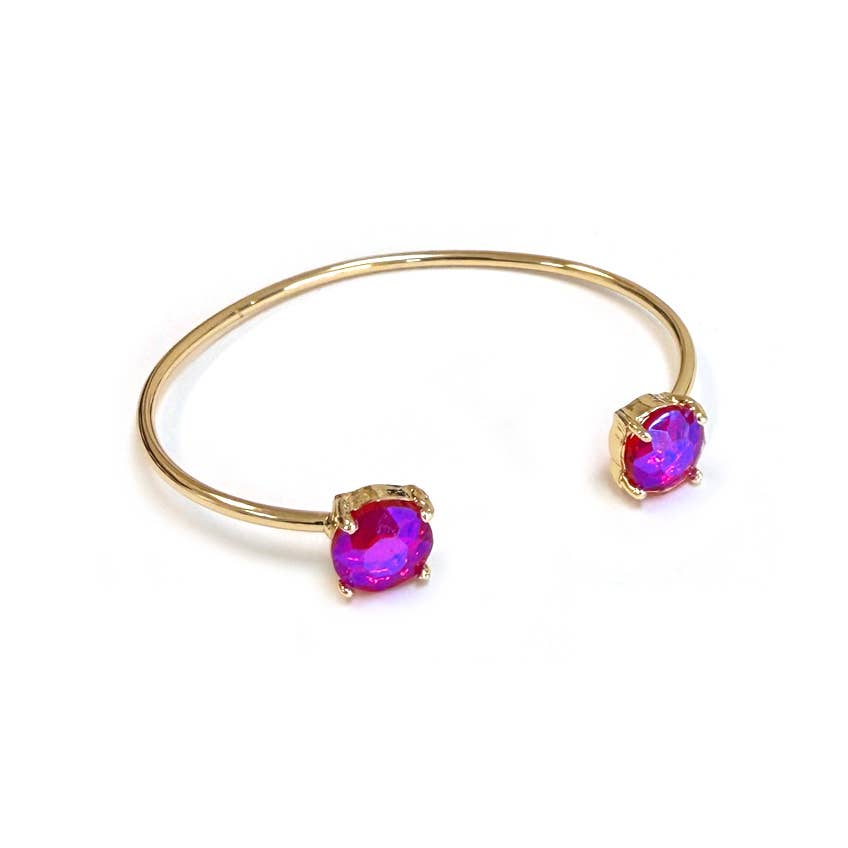 Cuff Wire Bangle for Women and Girls w/ Glass Stone Accent : RAINBOW