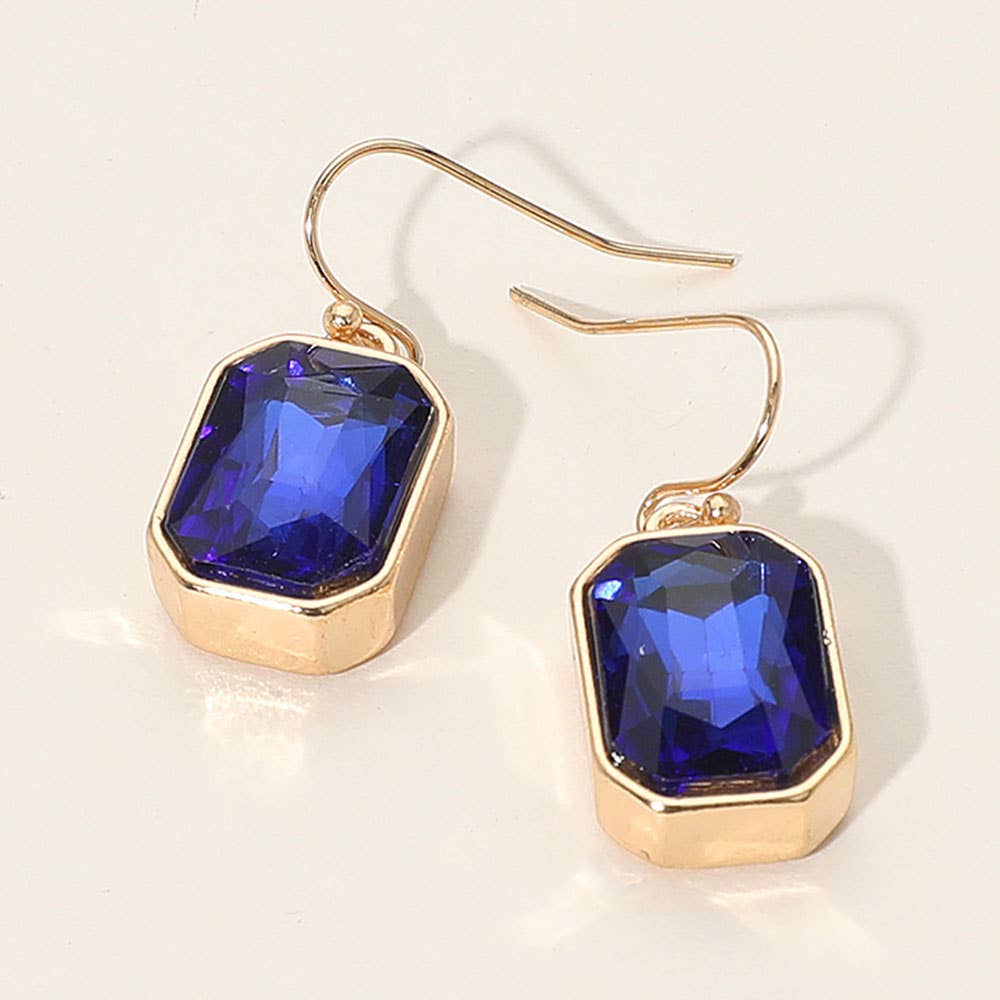 Iridescent Faceted Drop Dangle Earrings: Gold,Sapphire
