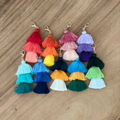 3 Tiered Large Ombre Tassel with Clasp: Purple
