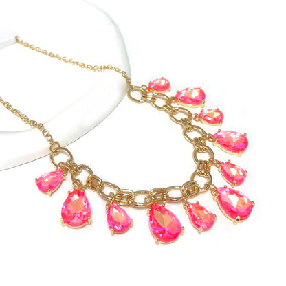 Sparkly Teardrop Crystal Glass Charms Paparazzi Necklace: Pastel Peri Blue