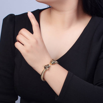 Dainty Gold Silver Panther Bangle Bracelet Stackable Jewelry: Silver