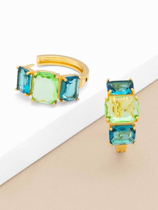 Claw-Set Crystal Hoop Earring: GRN