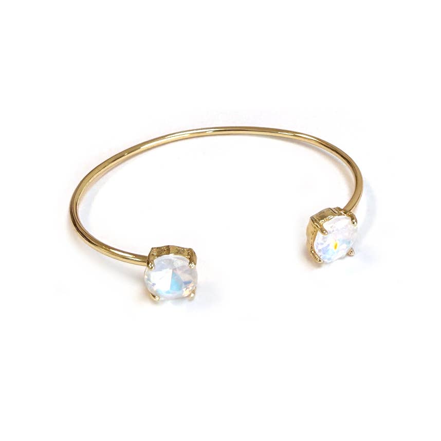 Cuff Wire Bangle for Women and Girls w/ Glass Stone Accent : RAINBOW