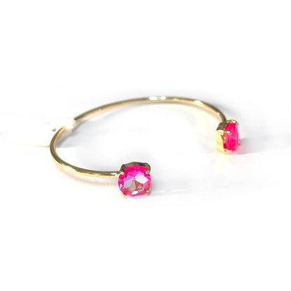 Cuff Wire Bangle for Women and Girls w/ Glass Stone Accent : RAINBOW