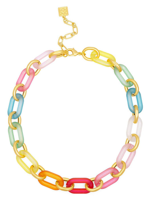Multi-Color Resin Oval Links Collar Necklace: MLT