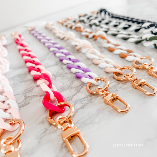 Chunky Acrylic Bag Chains – 8 Colors, 16.5" Length: Bronze