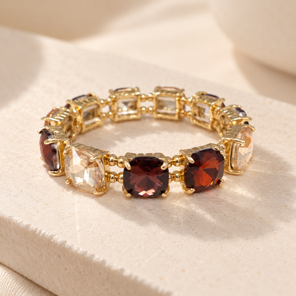 Cushion Cut Glass Crystal Linked Stretch Bracelet: PASTEL-PERI-BLUE