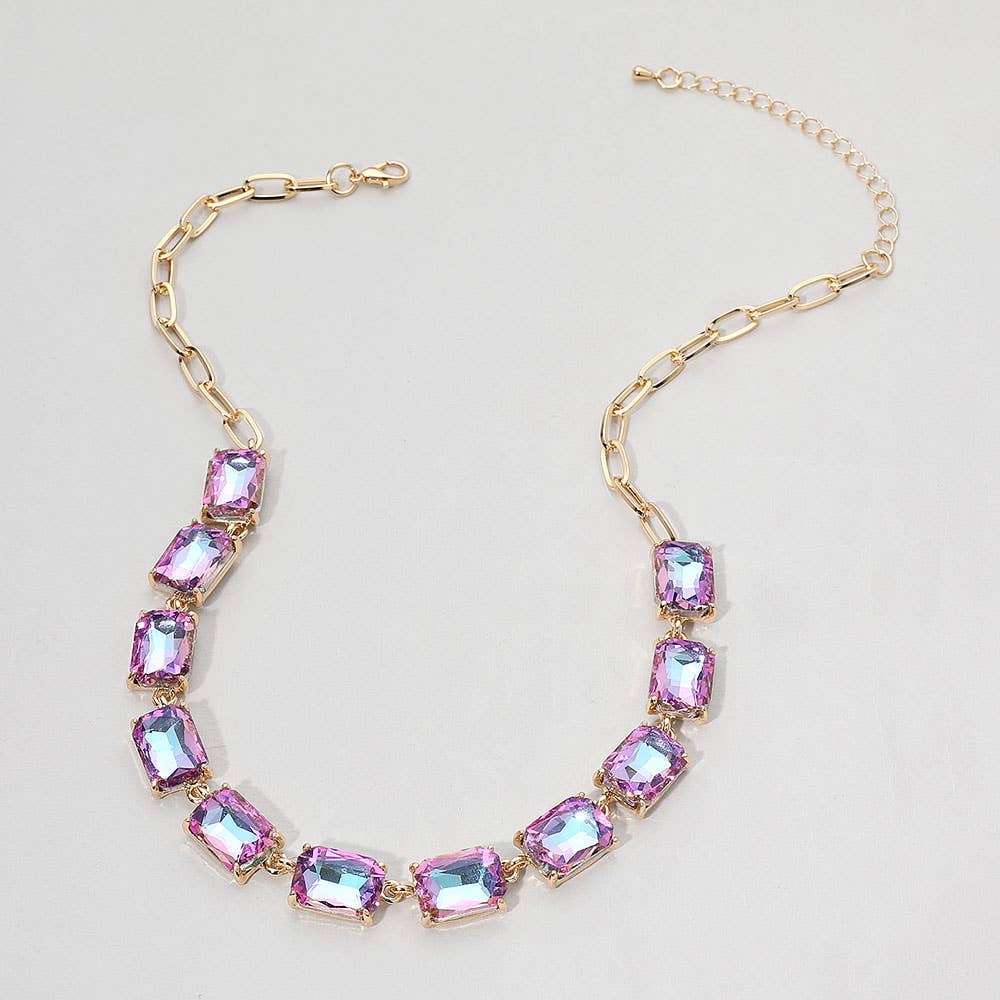 Gem Candy Necklace: AB,Lavender