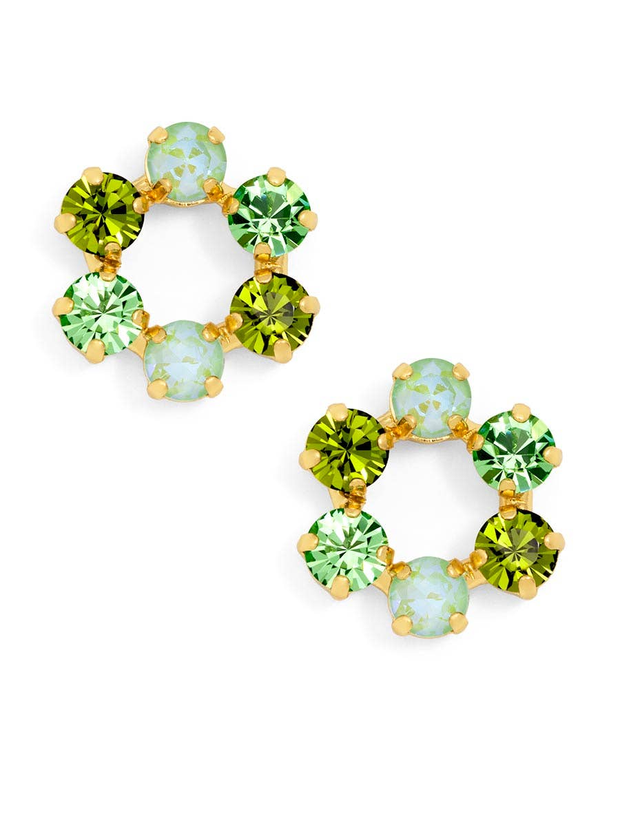 Front-Facing Crystal Stud Earring: GRN[D]