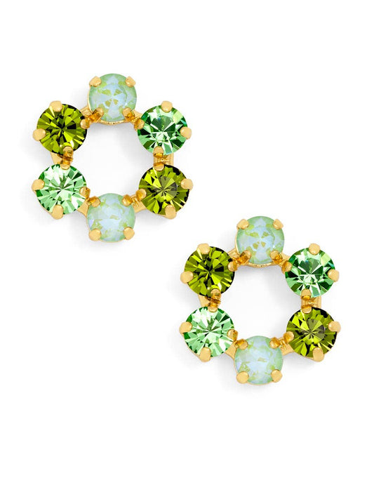 Front-Facing Crystal Stud Earring: GRN[D]