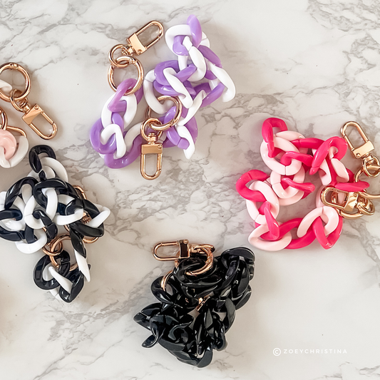 Chunky Acrylic Bag Chains – 8 Colors, 16.5" Length: Black