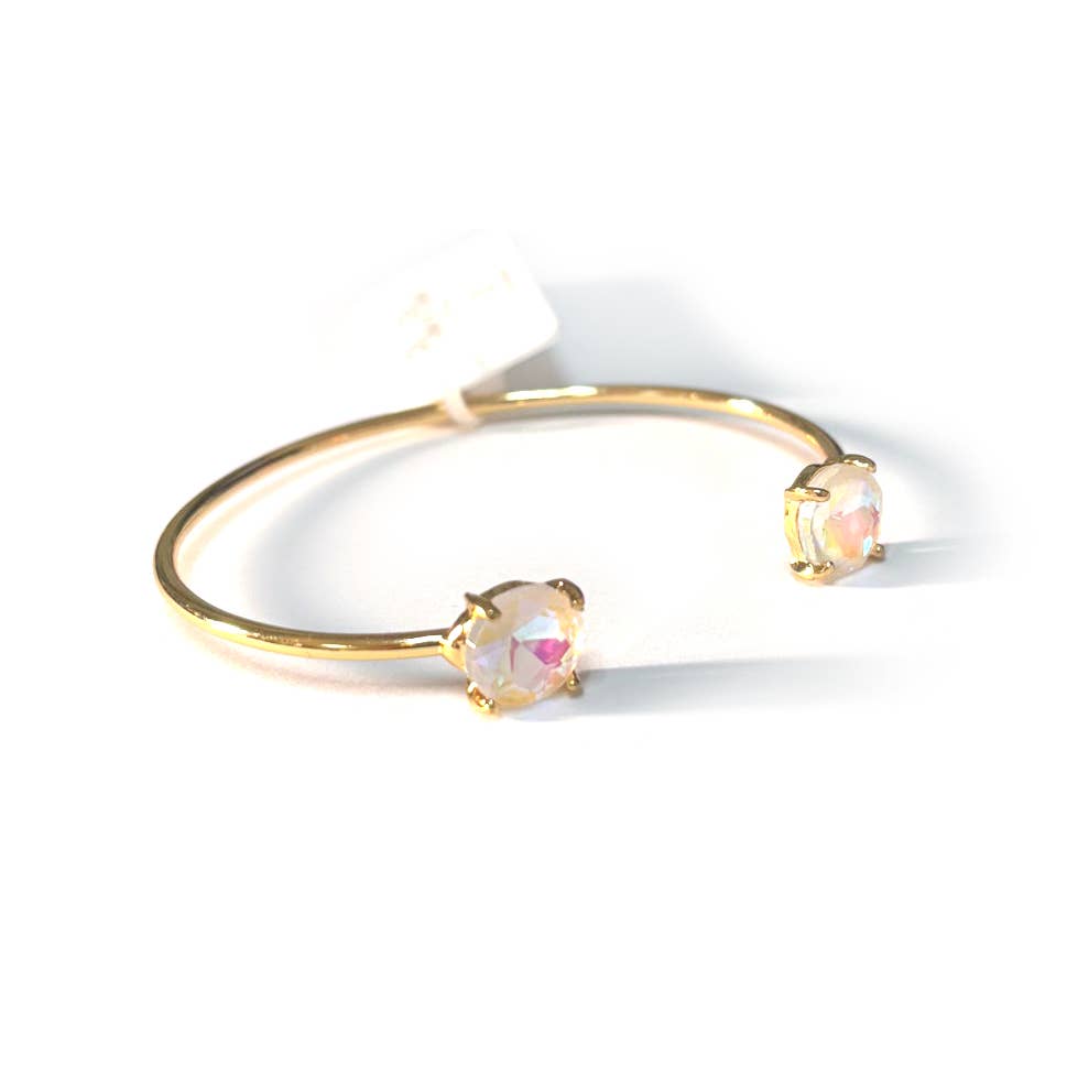 Cuff Wire Bangle for Women and Girls w/ Glass Stone Accent : RAINBOW